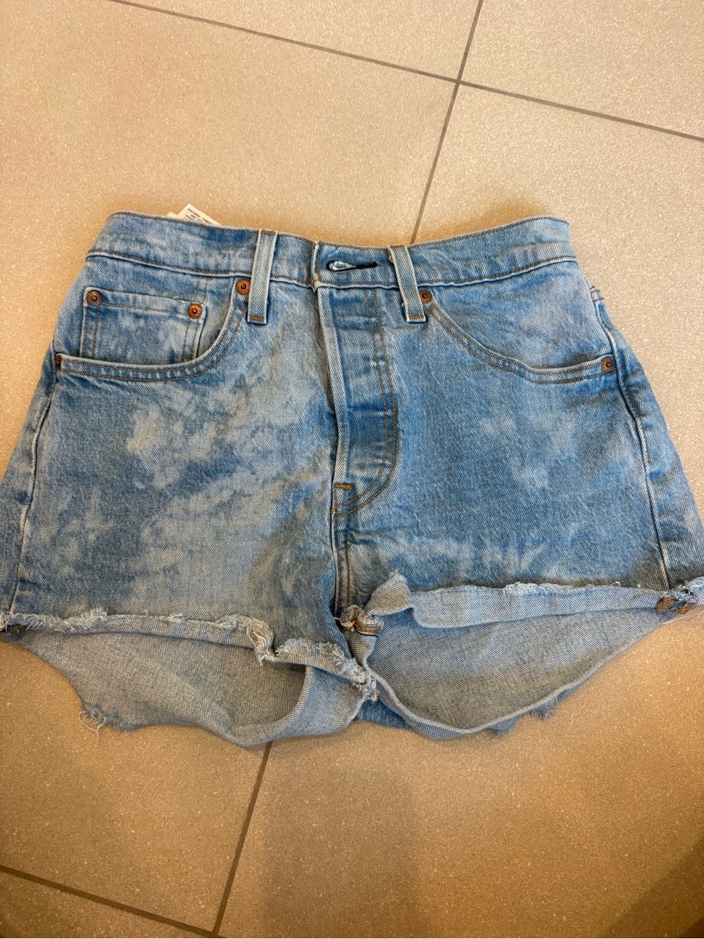 Levi's 501 Light Blue Washed Denim Shorts